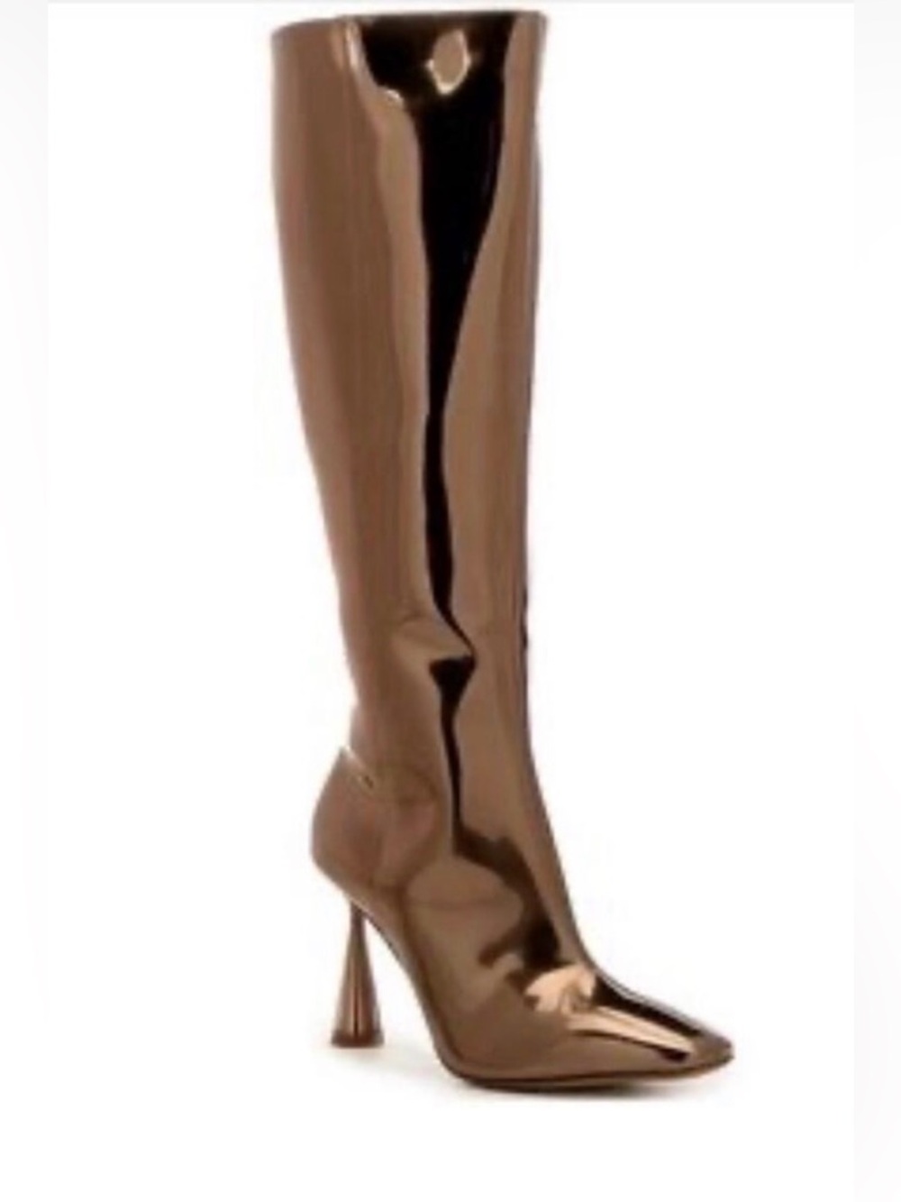 Gianni Bini metallic mirror bronze cone heel boots size 6‎
